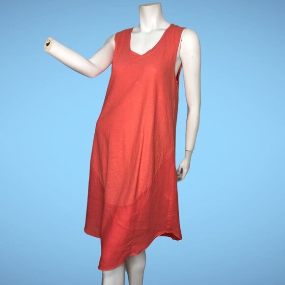 Cut Loose Sleeveless Dress Coral‎ Linen Cotton Lightweight Summer Spring Small - Picture 9 of 10